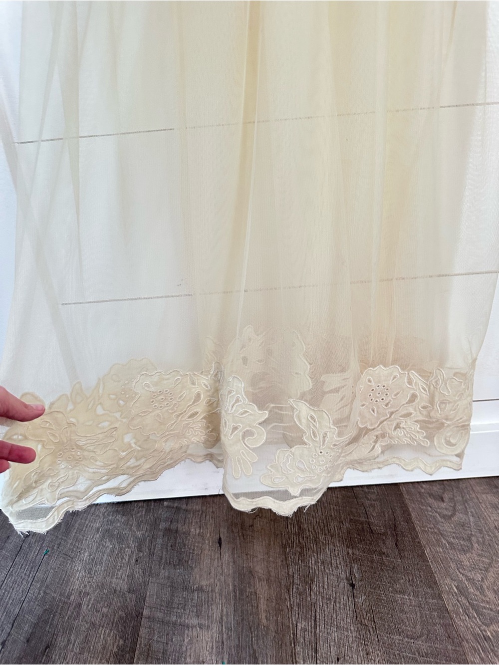 Anthropology Celandie M cream linen lace trim sheer bottom coastal maxi dress - Picture 8 of 16